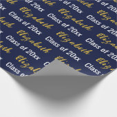 Klasse des Graduate's Name Dark Blue White Gold 20 Geschenkpapier (Ecke)