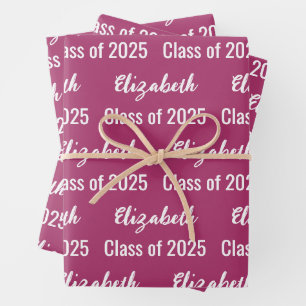 Klasse des Graduate's Name Deep Pink and White Geschenkpapier Set