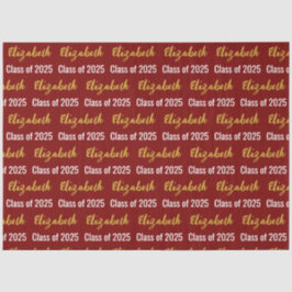 Klasse des Graduate's Name Deep Red White Gold 202 Seidenpapier