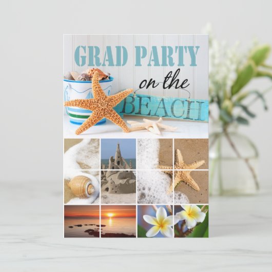 Klasse des Graduation Beach Party Einladung (Stehend Vorderseite)