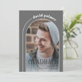 Klasse des grau-grauen Fotos 2025 Einladung (Stehend Vorderseite)