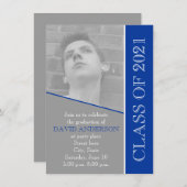 Klasse des grauen, blauen Abschlusses 2021 Foto Einladung (Vorne/Hinten)