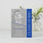 Klasse des grauen, blauen Abschlusses 2021 Foto Einladung (Stehend Vorderseite)