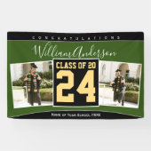 Klasse des Green Black & Gold Abschluss Fotos 2024 Banner (Horizontal)