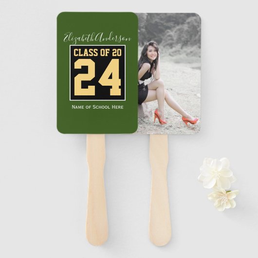 Klasse des Green Black & Gold Abschluss Fotos 2024 Fächer (Vorne und Hinten)