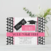 Klasse des Hahnentrittmuster & Pink-Abschlusses 20 Einladung (Stehend Vorderseite)