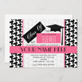 Klasse des Hahnentrittmuster & Pink-Abschlusses 20 Einladung (Vorne/Hinten)