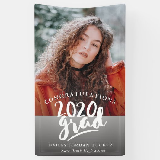 Klasse des handgeschriebenen Foto-Abschlusses 2020 Banner (Vertikal)