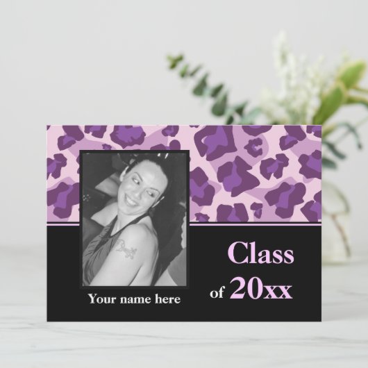 Klasse des Leopard-Fotos 2015 Abschluss Einladung (Stehend Vorderseite)