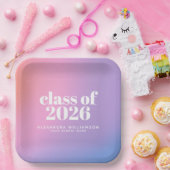 Klasse des Lila Abschlusses mit Farbverlauf 2024 Pappteller (Party)