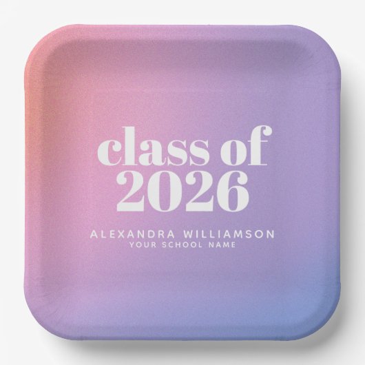 Klasse des Lila Abschlusses mit Farbverlauf 2024 Pappteller (Vorderseite)