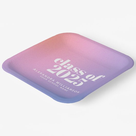 Klasse des Lila Abschlusses mit Farbverlauf 2024 Pappteller (Gewinkelt)