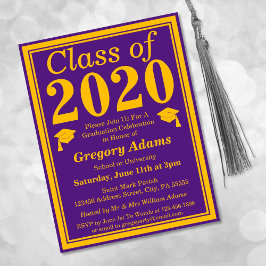 Klasse des Lila Gold-Abschlusses 2023 Einladungspostkarte