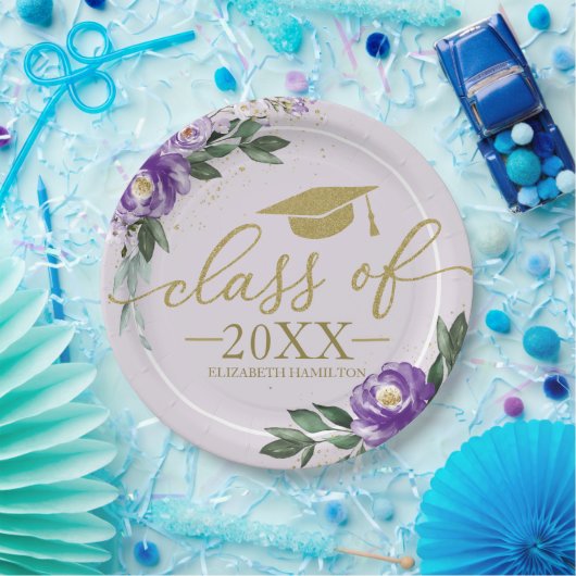 Klasse des Lila LavendelblutblütenGrad-Party 2024 Pappteller (Party)