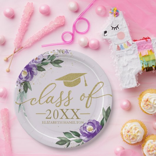 Klasse des Lila LavendelblutblütenGrad-Party 2024 Pappteller (Party)