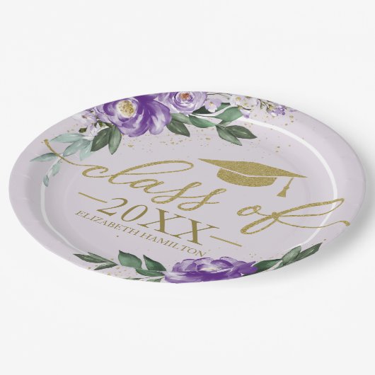 Klasse des Lila LavendelblutblütenGrad-Party 2024 Pappteller (Schrägansicht)