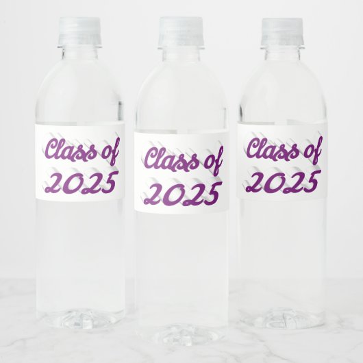 Klasse des lila Script-Abschlusses 2025 Wasserflaschenetikett (Flaschen)