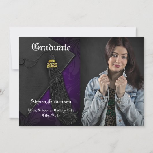 Klasse des Lila Tassel-Foto-Abschlusses 2025 Einladung (Vorderseite)