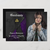 Klasse des Lila Tassel-Foto-Abschlusses 2025 Einladung (Vorne/Hinten)