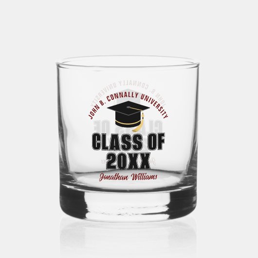 Klasse des Maroon-Abschlusses 2025 Whiskyglas (Vorderseite)