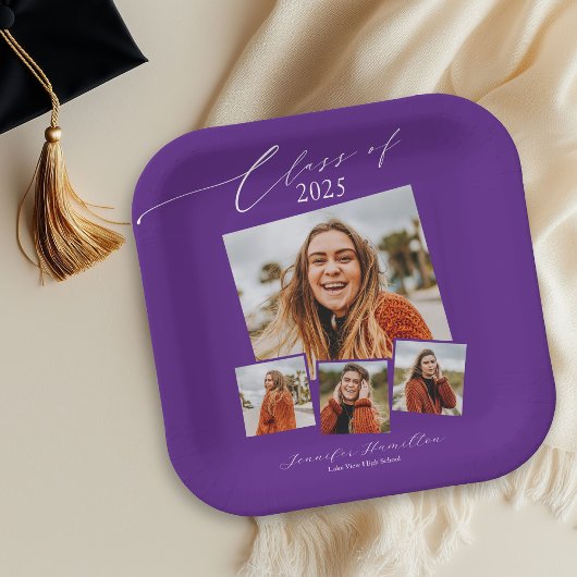 Klasse des Minimalistischen Fotos Grad Party 2025 Pappteller