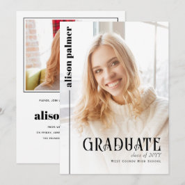 Klasse des minimalistischen GRADUATE-Fotos 2025 Einladung