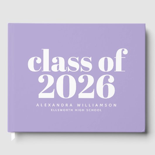 Klasse des modernen Lavendels Personalisiert 2024 Gästebuch (Vorderseite)