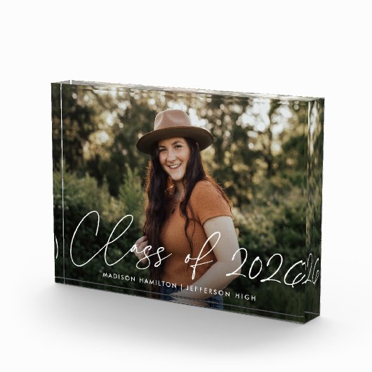 Klasse des modernen White Script-Abschlusses 2022 Fotoblock (Rechts)