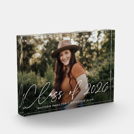 Klasse des modernen White Script-Abschlusses 2022 Fotoblock (Links)