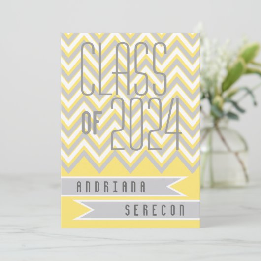 Klasse des modernen Zickzack gelben Abschlusses 20 Einladung (Stehend Vorderseite)