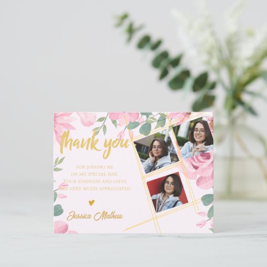 Klasse des Multi-Foto-Abschlusses 2025 Vielen Dank Postkarte (Stehend Vorderseite)