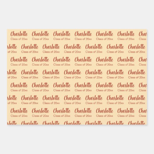 Klasse des Musters für Pfirsich- und Red Graduate Geschenkpapier Set (Vorderseite 2)