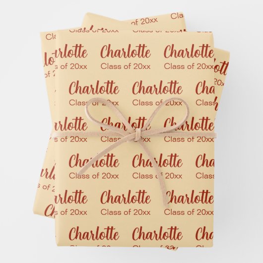 Klasse des Musters für Pfirsich- und Red Graduate Geschenkpapier Set (Beispiel)