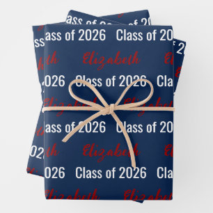 Klasse des Namens des Red White and Blue Graduate  Geschenkpapier Set