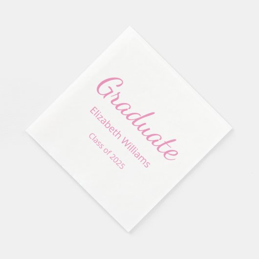Klasse des Niedlichen rosa Script-Abschlusses 2025 Serviette (Ecke)