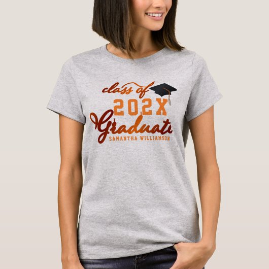 Klasse des Orange-Abschlusses der Graduate 2025 T-Shirt (Vorderseite)