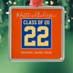 Klasse des Orange Blue und Gold Abschlüsse 2023 Ornament Aus Metall<br><div class="desc">Glückwunsch</div>