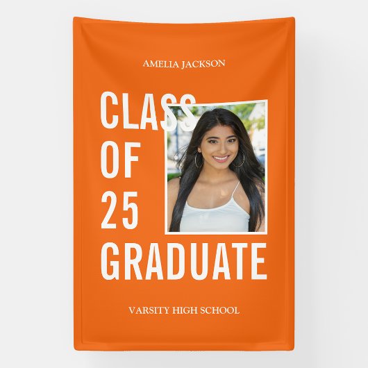 Klasse des Orangen-Foto-Abschlusses mit Abschluss  Banner