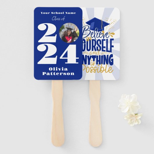 Klasse des Personalisierten Fotos 2024 Fächer (Vorne und Hinten)