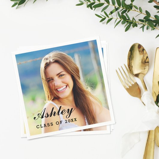 Klasse des Personalisierten Fotos mit Hochschulabs Serviette