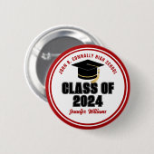 Klasse des Personalisierten Graduatnamens Red Whit Button (Vorne & Hinten)