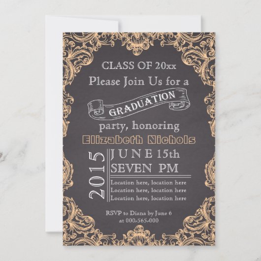 Klasse des Pfirsichpfirsichpfirsichs 2015 Einladung (Vorderseite)