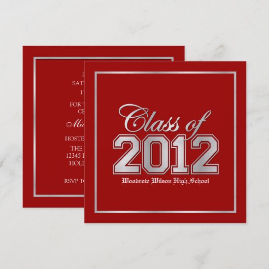 Klasse des Premium Red / Silver Abschlusses 2012 Einladung (Vorne/Hinten)