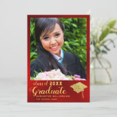 Klasse des Red and Gold Foto Abschlüsse 2025 Ankündigung (Stehend Vorderseite)