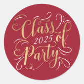 Klasse des Red Gold Graduation Party Fotos 2025 Runder Aufkleber (Vorderseite)