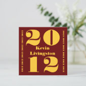 Klasse des Red Gold Square Invite der Abschlüsse 2 Einladung (Stehend Vorderseite)