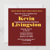 Klasse des Red Gold Square Invite der Abschlüsse 2 Einladung (Rückseite)