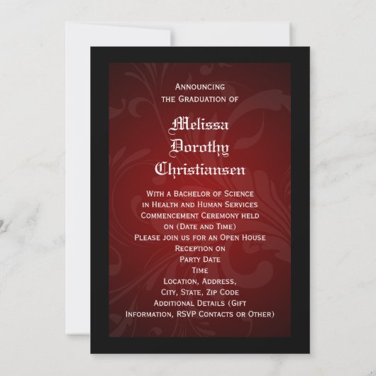 Klasse des Red Tassel-Uni-Abschlusses 2019 Einladung (Rückseite)