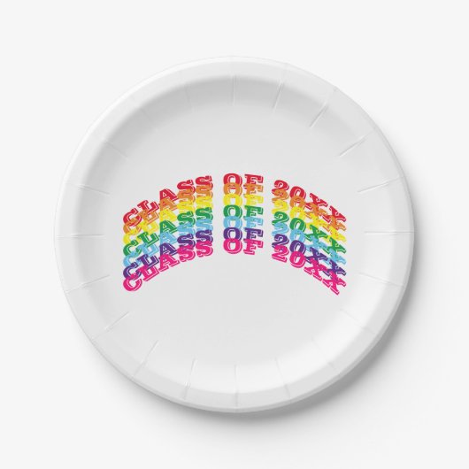 Klasse des Regenbogen-modernen Typografie-Abschlus Pappteller (Vorderseite)