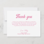 Klasse des Retro-Rainbow-Pink-Abschlusses 2025 Dankeskarte (Rückseite)